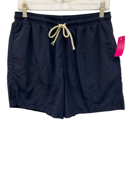 Big Flower Made in Italy Size M Navy Synthetic Solid Lined Athleisure Shorts Navy / M