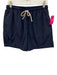 Big Flower Made in Italy Size M Navy Synthetic Solid Lined Athleisure Shorts Navy / M