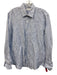 Big Flower Size Est L Blue & White Linen Striped Button Up Long Sleeve Shirt Blue & White / Est L