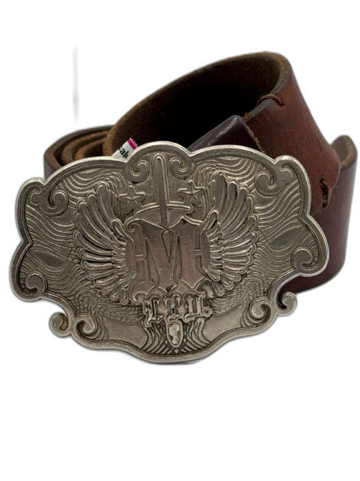No Brand AS IS Brown Leather Solid Men's Belt Brown