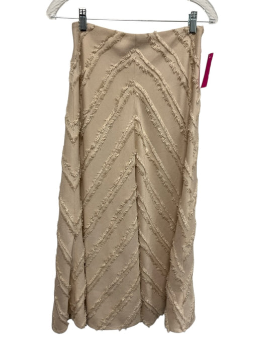 Tanya Taylor Size 0 Beige Polyester Blend Flocked Detail Chevron Midi Skirt Set Beige / 0