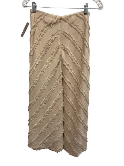 Tanya Taylor Size 0 Beige Polyester Blend Flocked Detail Chevron Midi Skirt Set Beige / 0