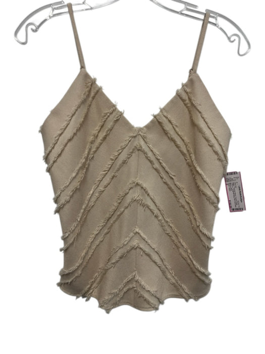 Tanya Taylor Size 0 Beige Polyester Blend Flocked Detail Chevron Midi Skirt Set Beige / 0