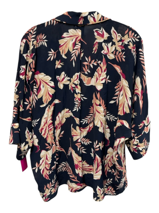 Joie Size 8/M Navy Blue, Beige & Red Viscose Botanical Short Sleeve Short Set Navy Blue, Beige & Red / 8/M