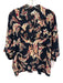 Joie Size 8/M Navy Blue, Beige & Red Viscose Botanical Short Sleeve Short Set Navy Blue, Beige & Red / 8/M