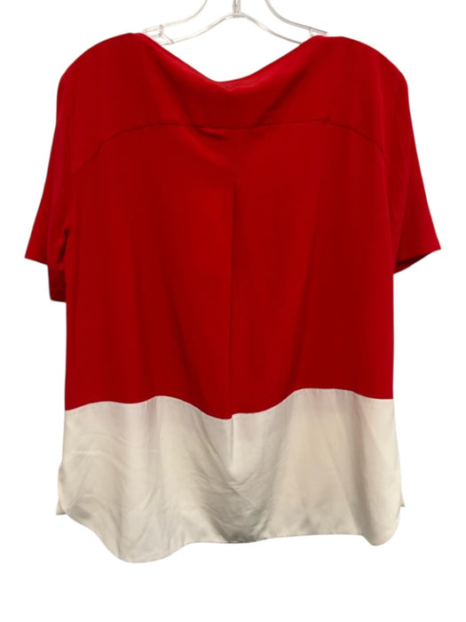 Akris Punto Size 12 Red & Cream White Silk Short Sleeve Color Block Skirt Set Red & Cream White / 12