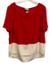 Akris Punto Size 12 Red & Cream White Silk Short Sleeve Color Block Skirt Set Red & Cream White / 12