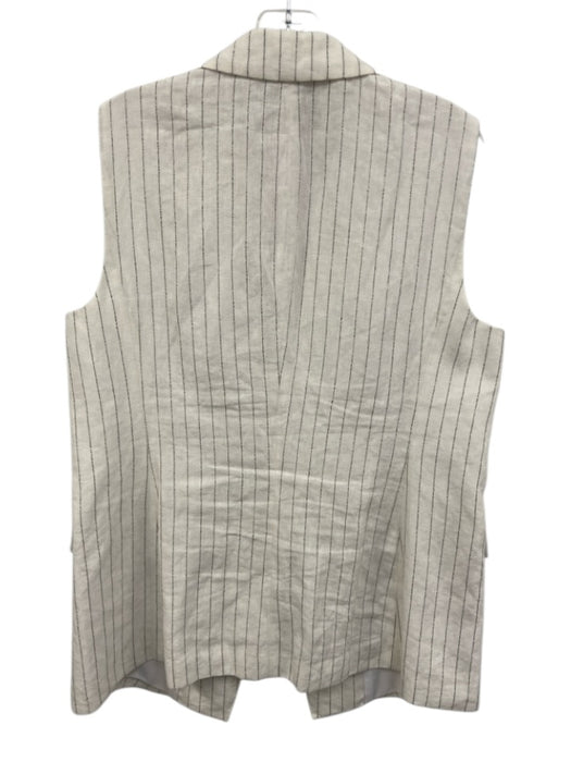 Lafayette 148 Size 10/L White & Black Linen Blend Striped Sleeveless Pant Set White & Black / 10/L