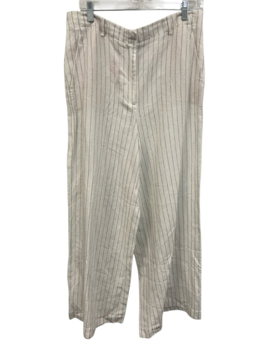 Lafayette 148 Size 10/L White & Black Linen Blend Striped Sleeveless Pant Set White & Black / 10/L