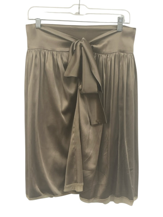 Rozae Nichols Size L Olive Taupe Gray Silk Blend Cap Sleeve Tie Side Skirt Set Olive Taupe Gray / L
