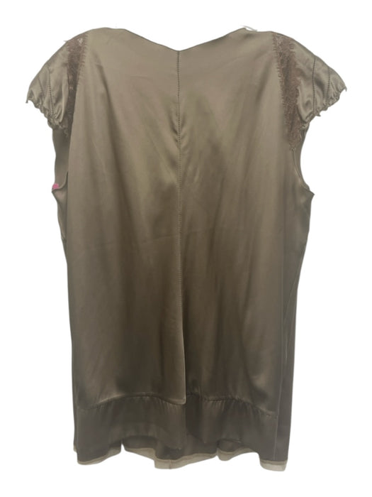 Rozae Nichols Size L Olive Taupe Gray Silk Blend Cap Sleeve Tie Side Skirt Set Olive Taupe Gray / L