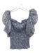 Caroline Constas Size XS Periwinkle Purple & White Polyester Floral Shirred Top Periwinkle Purple & White / XS