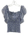 Caroline Constas Size XS Periwinkle Purple & White Polyester Floral Shirred Top Periwinkle Purple & White / XS