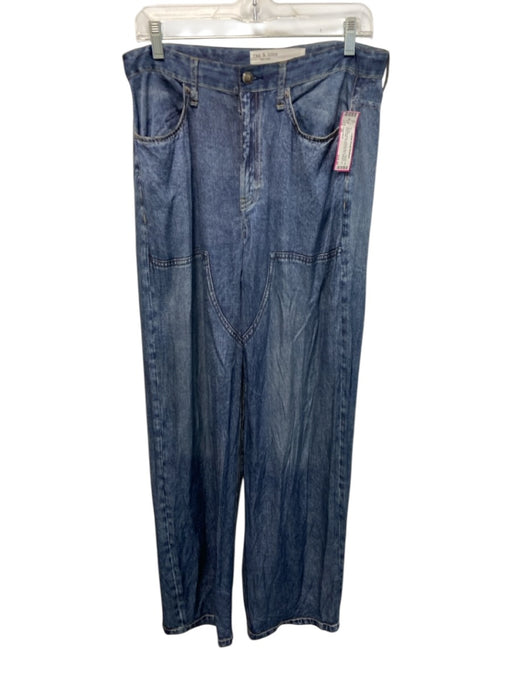 Rag & Bone Size 28 Medium Wash Viscose Blend Denim Print Satin Pants Medium Wash / 28