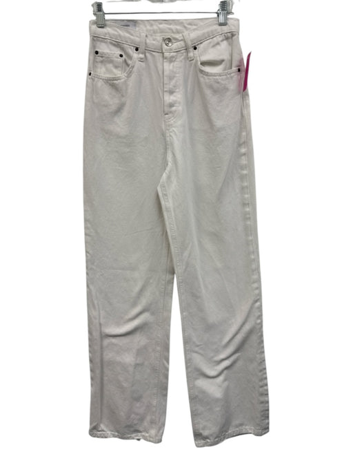De Rococo Size 28T Cream White Cotton Denim High Waist Button Fly Jeans Cream White / 28T