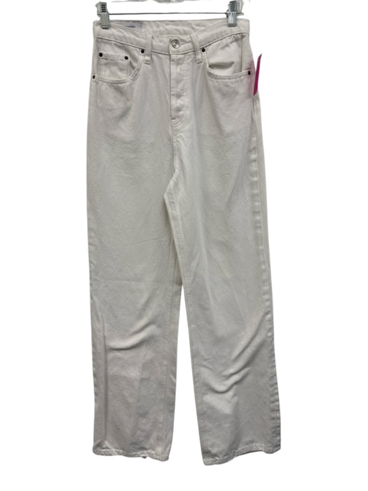 De Rococo Size 28T Cream White Cotton Denim High Waist Button Fly Jeans Cream White / 28T