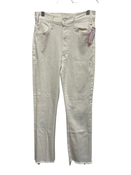 Mother Size 27 Cream White Cotton Blend Denim High Rise Button & Zip Fly Jeans Cream White / 27