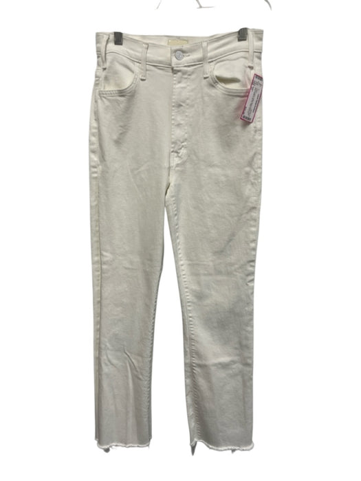 Mother Size 27 Cream White Cotton Blend Denim High Rise Button & Zip Fly Jeans Cream White / 27