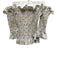 Caroline Constas Size XS White, Blue & Yellow Cotton Blend Botanical Shirred Top White, Blue & Yellow / XS
