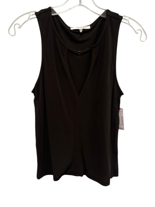 Frame Size XS Dark Brown Viscose Sleeveless V Neck Buckle Detail Tank Top Dark Brown / XS
