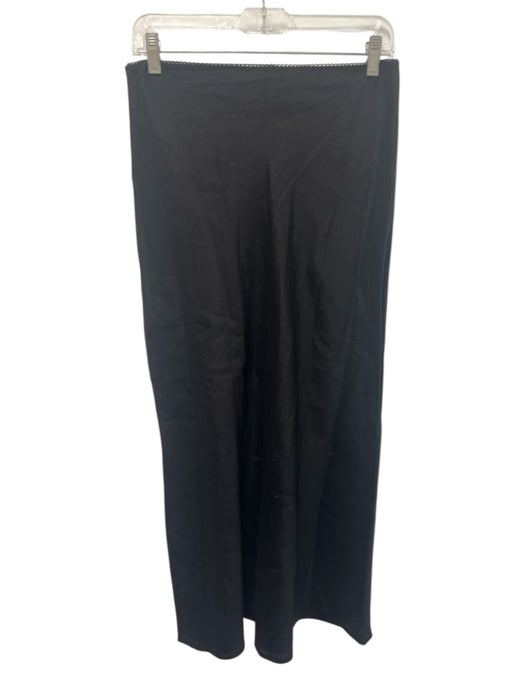 Reformation Size XS Black Linen Elastic Waist A Line Midi Skirt Black / XS