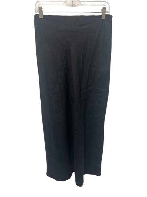 Reformation Size XS Black Linen Elastic Waist A Line Midi Skirt Black / XS