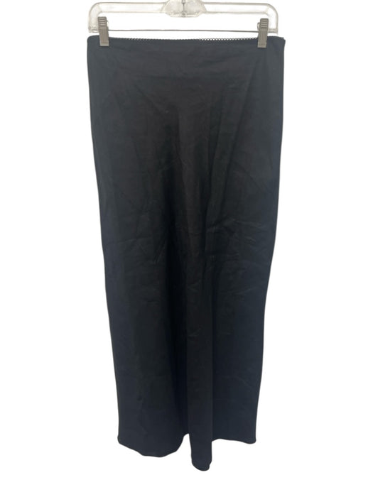 Reformation Size XS Black Linen Elastic Waist A Line Midi Skirt Black / XS