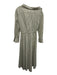 By Any Other Name Size M White & Green Cotton Striped Long Sleeve Dress White & Green / M