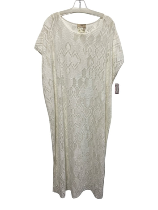 Fuzzi Size S White Nylon Blend Cap Sleeve Stretch Lace Coverup Dress White / S