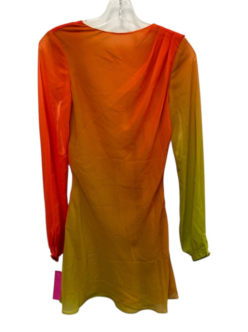 Ronny Kobo Size XS Orange & Yellow Polyester Gradient Long Balloon Sleeve Dress Orange & Yellow / XS