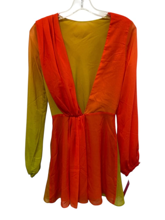 Ronny Kobo Size XS Orange & Yellow Polyester Gradient Long Balloon Sleeve Dress Orange & Yellow / XS