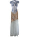 Joy Cioci Size 6 White & Beige Nylon Lace Overlay High Neck Open Back Dress White & Beige / 6