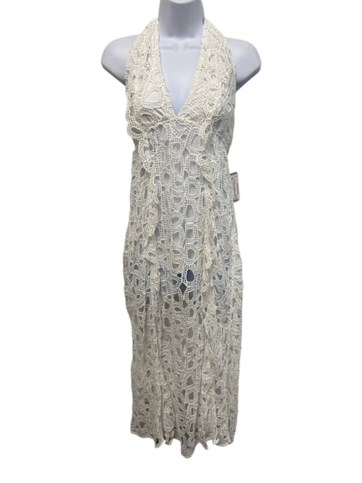 Vix Paula Hermanny Size S/36 White Missing Fabric Tag Lace Overlay V Neck Dress White / S/36