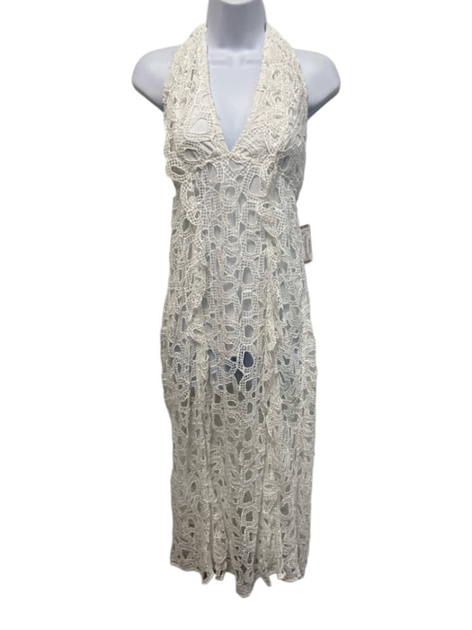 Vix Paula Hermanny Size S/36 White Missing Fabric Tag Lace Overlay V Neck Dress White / S/36