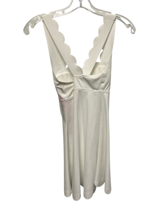 WISKII Size M White Nylon Blend Criss Cross Back Scalloped Edge Athleisure Dress White / M