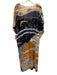 Nanushka Size L Navy Blue, Black & Orange Cotton & Silk Cap Sleeve V Neck Dress Navy Blue, Black & Orange / L