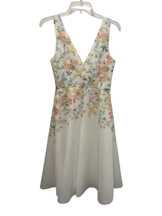 Erin Erin Fetherston Size 4 White & Multi Polyester Floral Sleeveless Dress White & Multi / 4