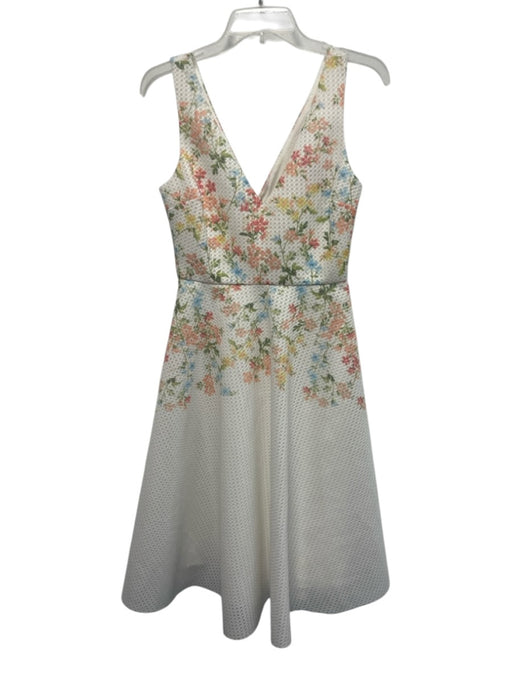 Erin Erin Fetherston Size 4 White & Multi Polyester Floral Sleeveless Dress White & Multi / 4