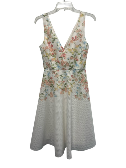 Erin Erin Fetherston Size 4 White & Multi Polyester Floral Sleeveless Dress White & Multi / 4