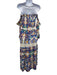 Luisa Positano Size M White, Blue & Multi Linen Off Shoulder Lace Panel Dress White, Blue & Multi / M