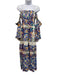 Luisa Positano Size M White, Blue & Multi Linen Off Shoulder Lace Panel Dress White, Blue & Multi / M