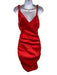 Pinko Size 2 Red Cotton Blend Sleeveless Ruched Sides Twisted Straps Dress Red / 2