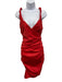 Pinko Size 2 Red Cotton Blend Sleeveless Ruched Sides Twisted Straps Dress Red / 2