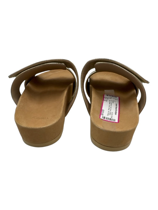 Theory Shoe Size 38 Gold Tone Leather Upper Metallic Velcro Strap Slide Sandals Gold Tone / 38