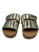 Theory Shoe Size 38 Gold Tone Leather Upper Metallic Velcro Strap Slide Sandals Gold Tone / 38