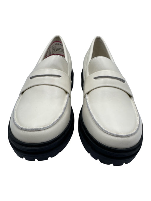 Quince Shoe Size 9 Cream White & Black Leather Upper Platform Penny Loafers Cream White & Black / 9