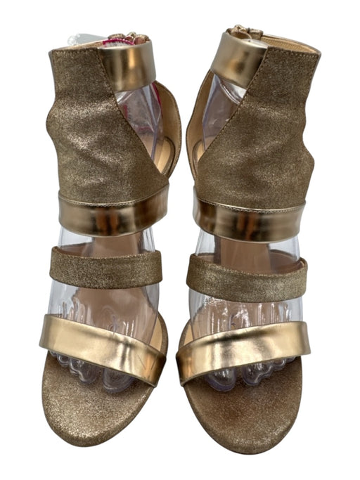 Jimmy Choo Shoe Size 39 Gold Tone Leather Upper Metallic Shimmer Strappy Sandals Gold Tone / 39