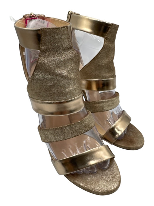 Jimmy Choo Shoe Size 39 Gold Tone Leather Upper Metallic Shimmer Strappy Sandals Gold Tone / 39