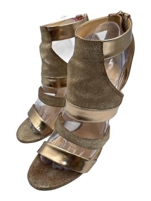 Jimmy Choo Shoe Size 39 Gold Tone Leather Upper Metallic Shimmer Strappy Sandals Gold Tone / 39