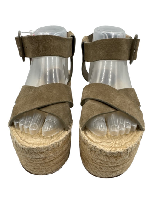 Celine Shoe Size 38 Olive Taupe & Beige Leather Upper Criss Cross Sandals Olive Taupe & Beige / 38